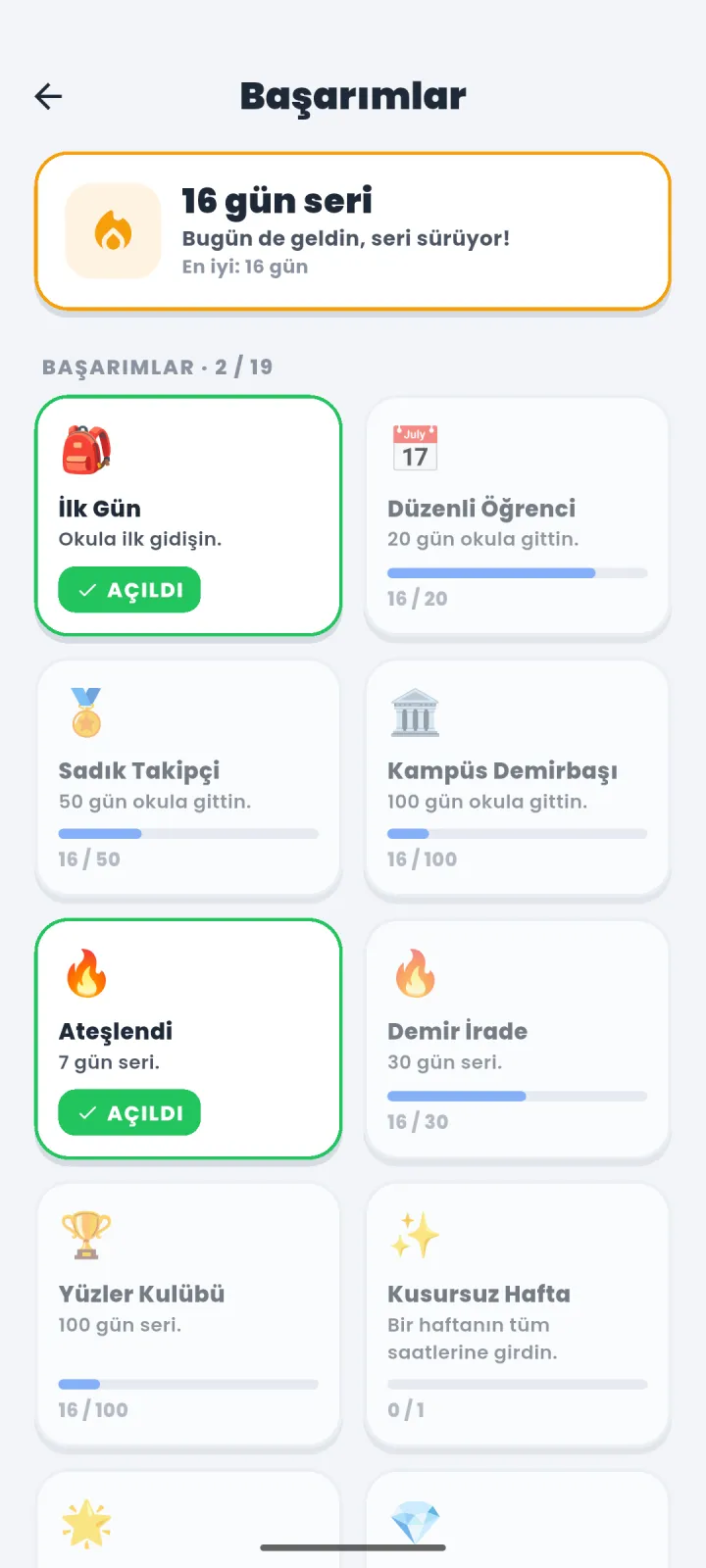 Attendify+: nailiyyətlər ekranı